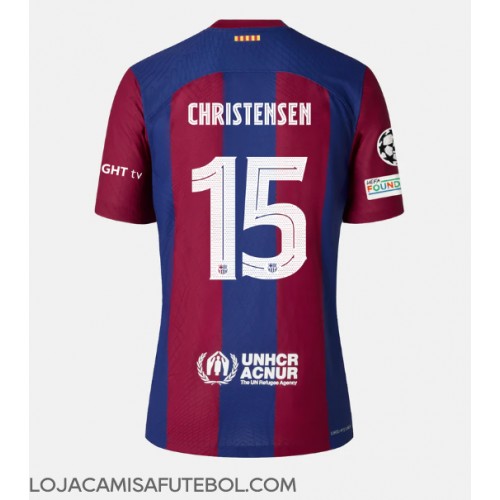 Camisa de Futebol Barcelona Andreas Christensen #15 Equipamento Principal 2023-24 Manga Curta